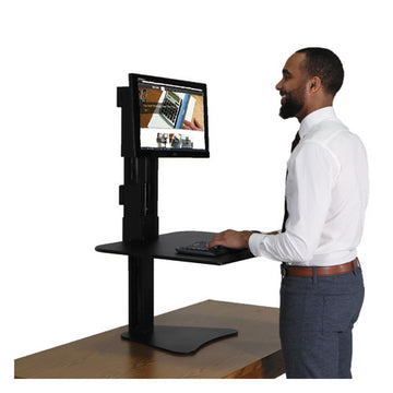 Victor® High Rise Standing Desk Workstation, 28" X 23" X 10.5" To 15.5", Black freeshipping - TVN Wholesale